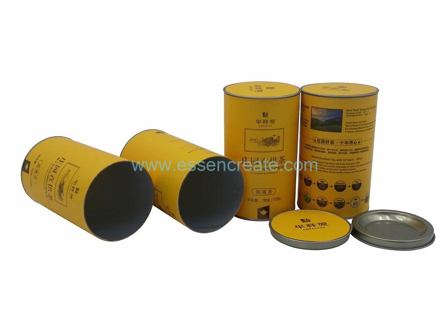 Paper Tea Packaging Canister with Cardboard Tin Lid