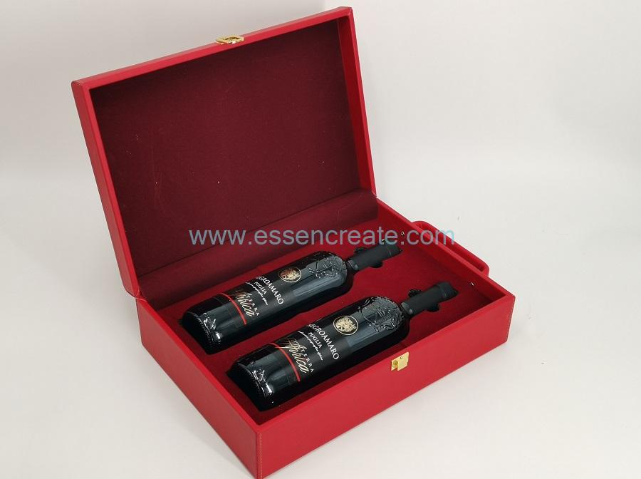 Two Glass Packaging Wine Leather Holder Box