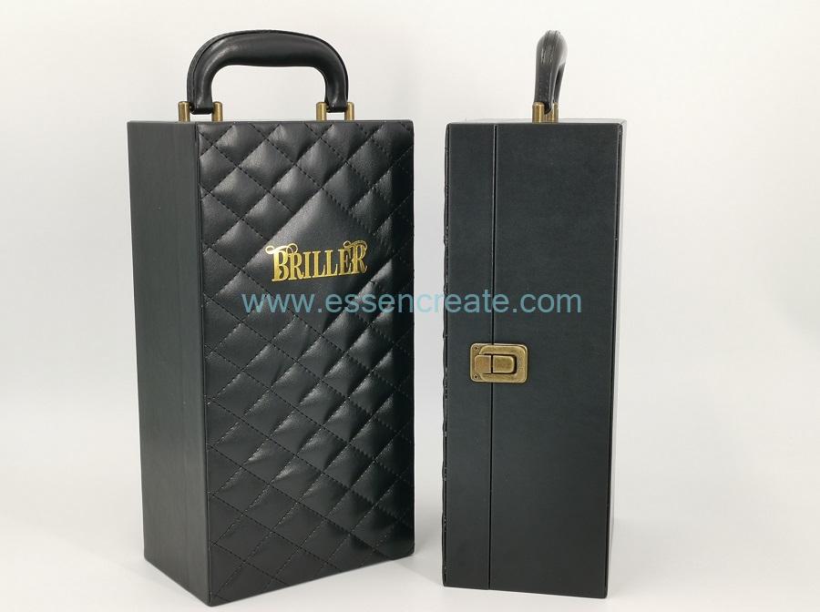 Black Leather Single Wine Bottles Box 