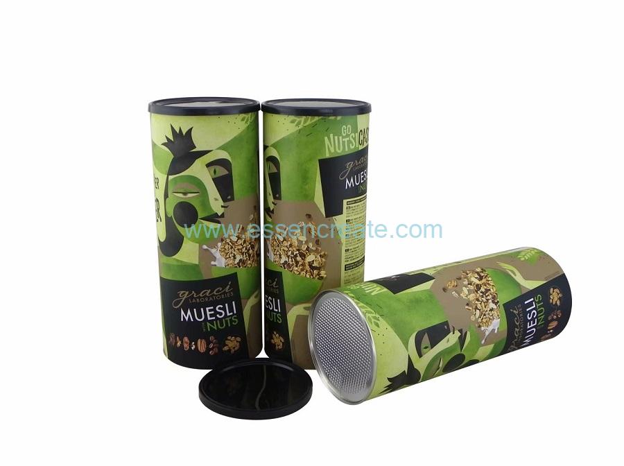 Muesli Nuts Packaging Paper Canister Round Composite Tube