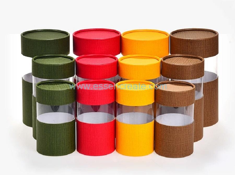 Rolled Edge Paper Tube with Transparent PET Window