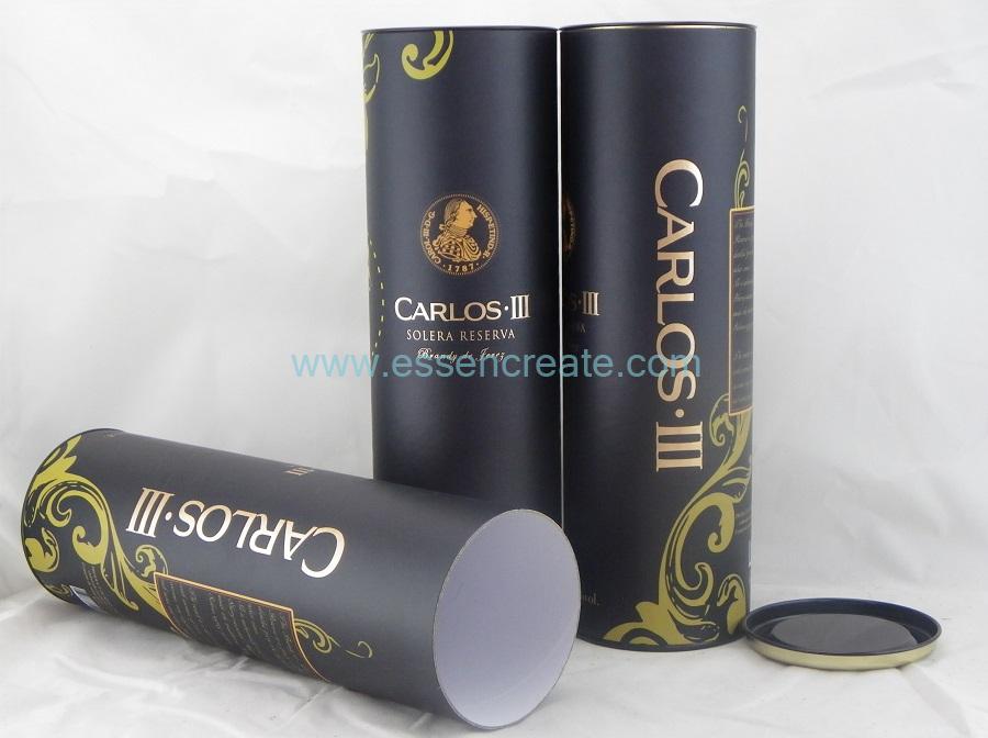 Metal End Gold Hot Stamping Paper Wine Tube