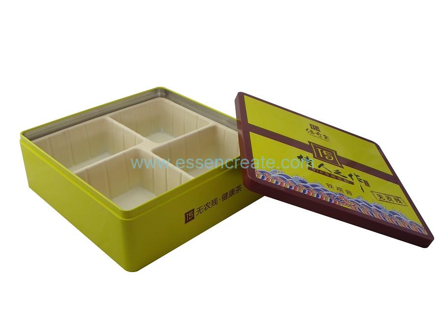 Plastic Tray Tea Packaging Two Pieces Metal Tin Box