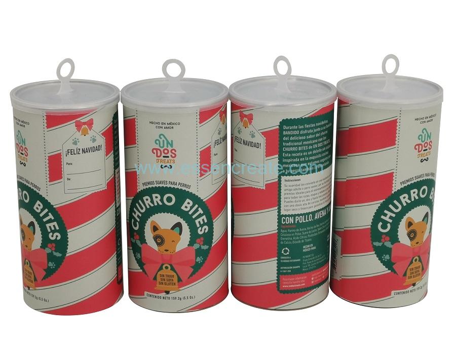 Papierbehälter für Lebensmittelpulververpackungen mit Kunststoffaufhänger