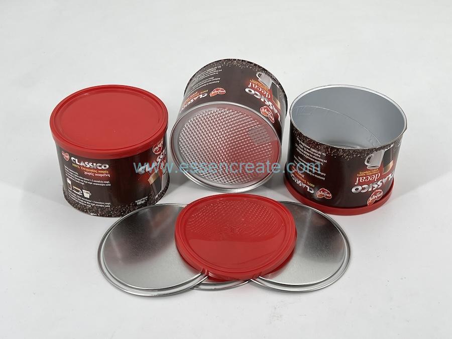 Papierröhre mit leicht abziehbarem Deckel aus Aluminiumfolie