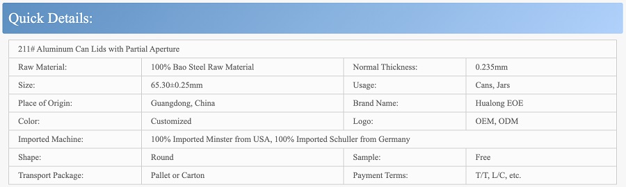 Aluminium, leicht zu öffnende Enden