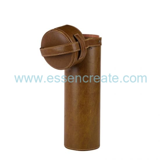 Cylinder PU Leather Wine Bottle Packaging Tube