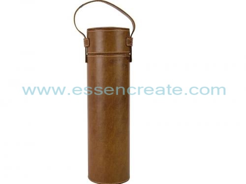 Cylinder PU Leather Wine Bottle Packing Tube