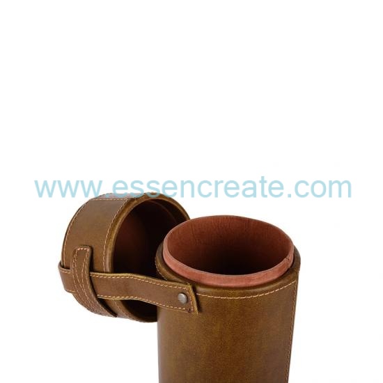 Cylinder PU Leather Wine Bottle Packaging Tube
