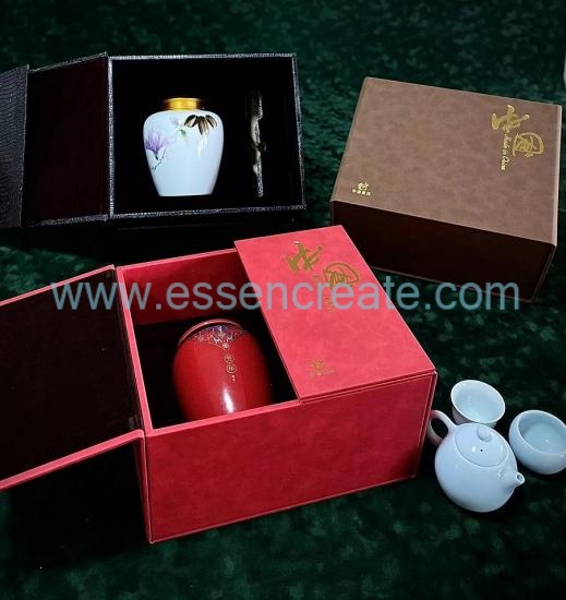 Produces Leather Ceramic Kung Fu Tea Gift Boxes