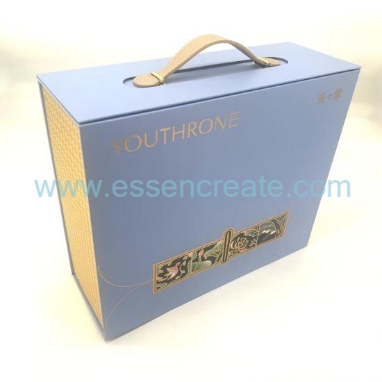 Großer luxuriöser schwarzer Klappkarton -Geschenkbox mit Griff und Magnetdeckel